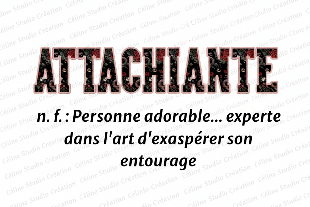 Détail du design Attachiante sur T-shirt