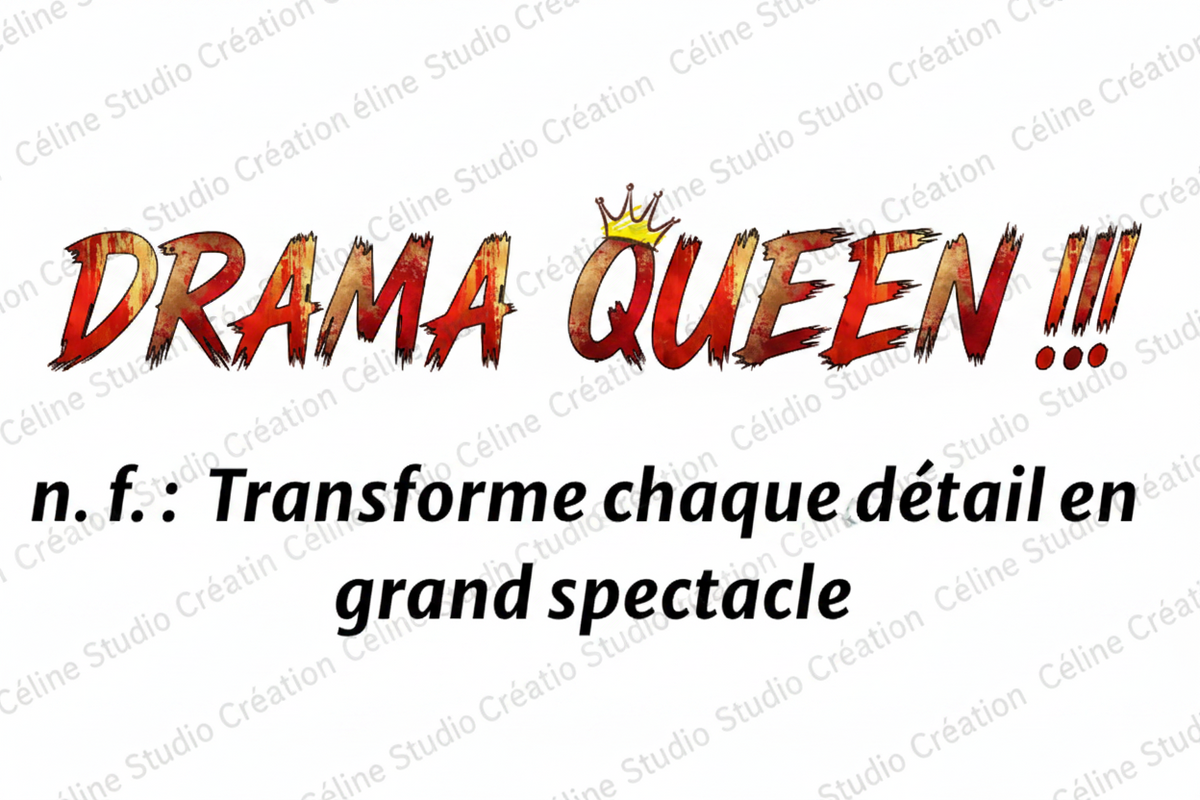 Détail du design drama queen sur T-shirt
