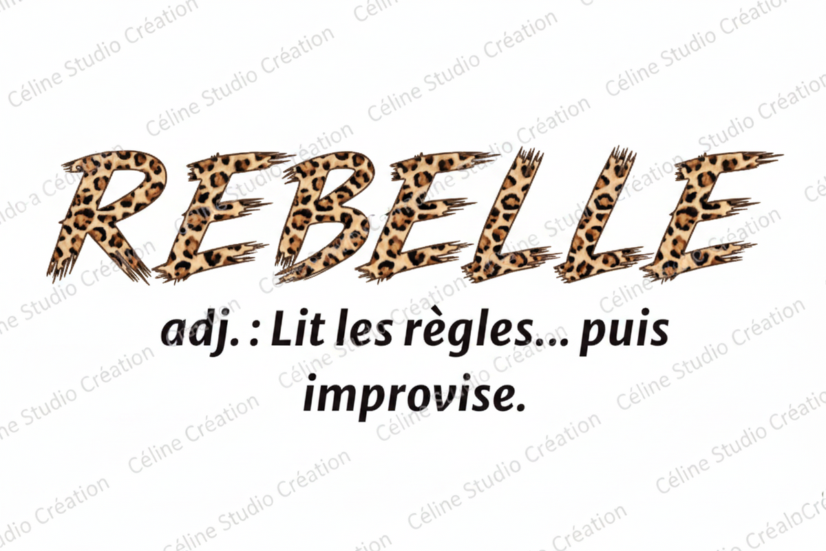 Détail du design Rebelle sur T-shirt
