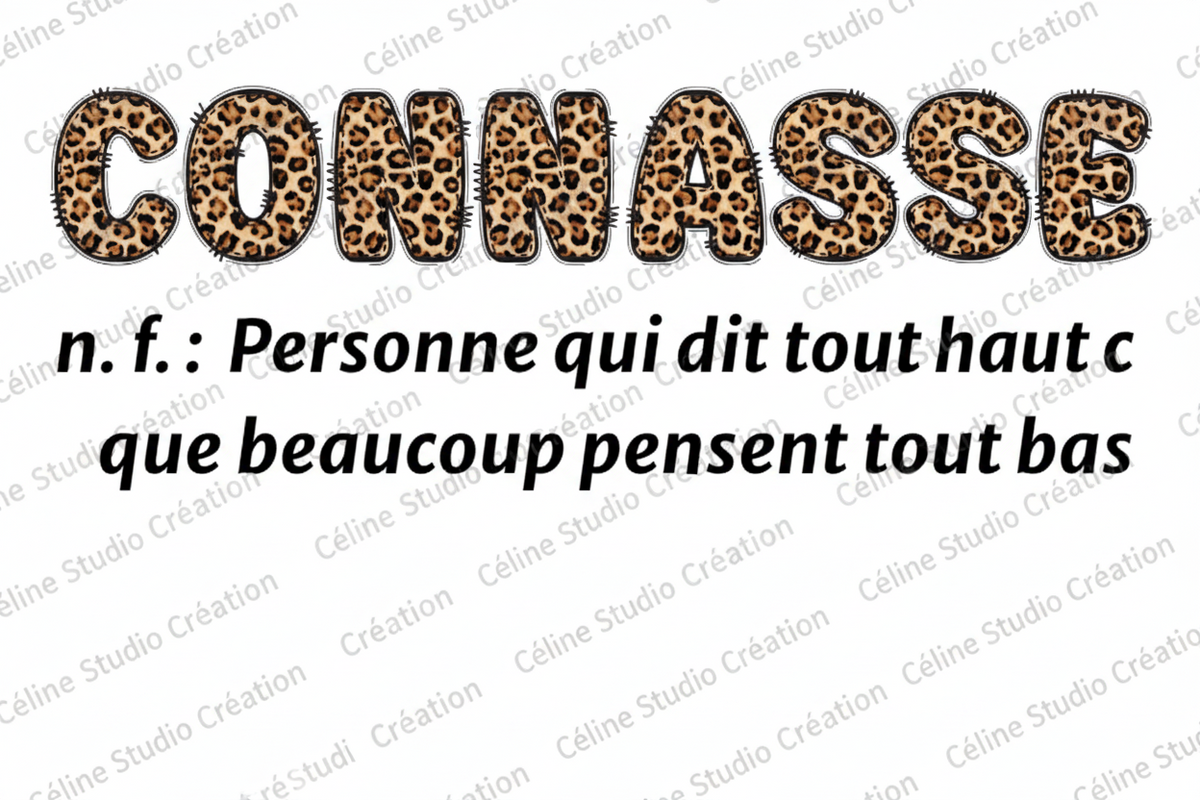 Détail du design Conasse sur T-shirt