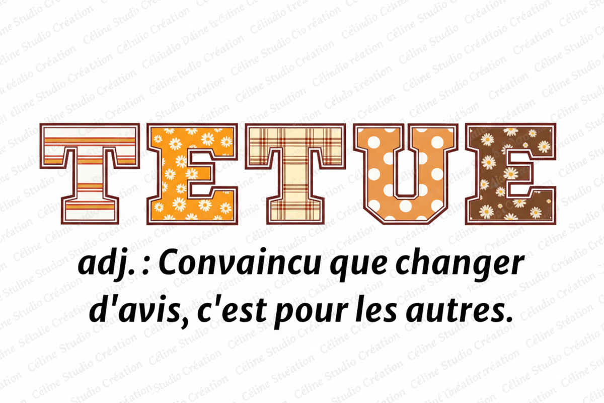 Détail du design Têtue sur T-shirt
